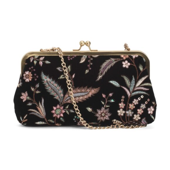 Patricia Nash Handbags - PATRICIA NASH Leather Potenaz Velvet Jaquard Shoulder Bag